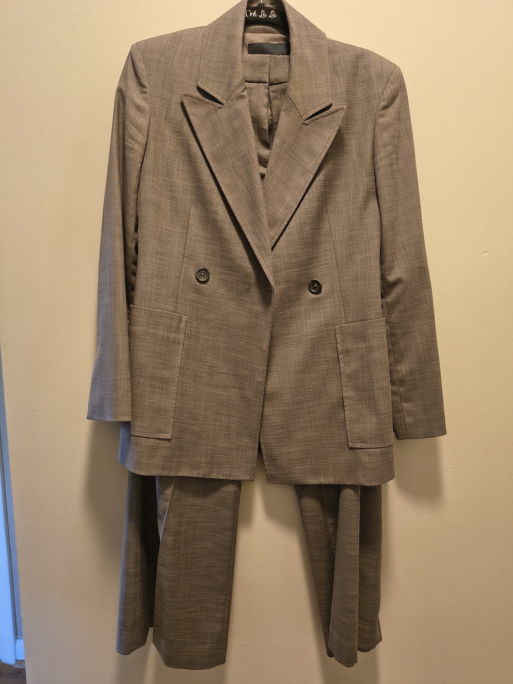 Women's Kenneth Cole Taupe Double-Breasted Suit